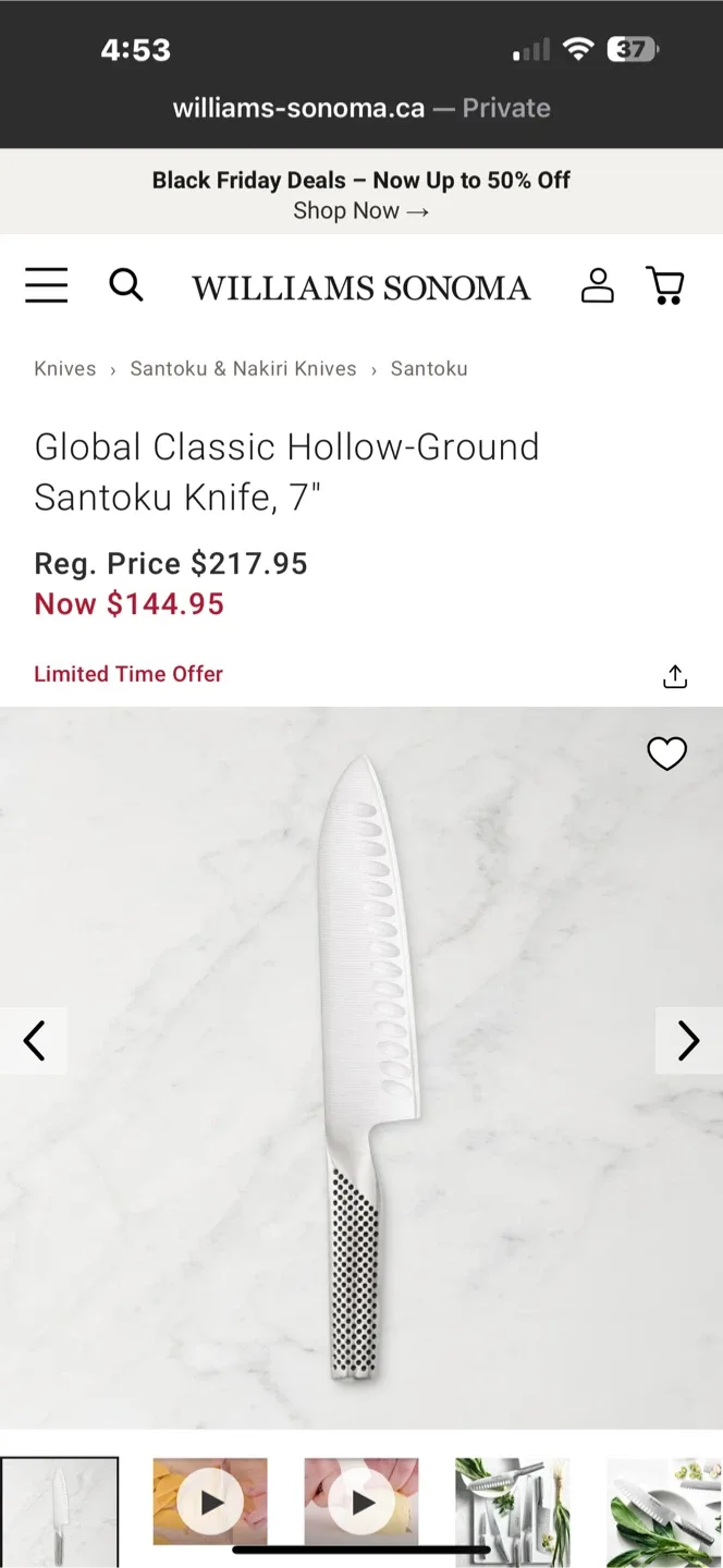 Global 7 inch Santoku Cromova G-80 Stainless Steel Knife image indicator(7)