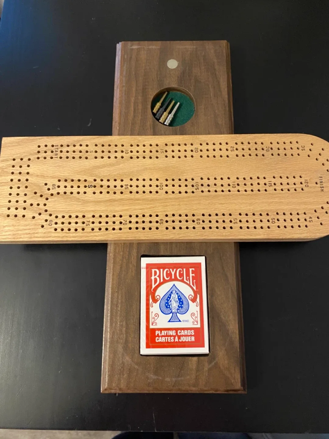 NEW!!Solid wood Cribbage Board with NEW Cards image indicator(2)