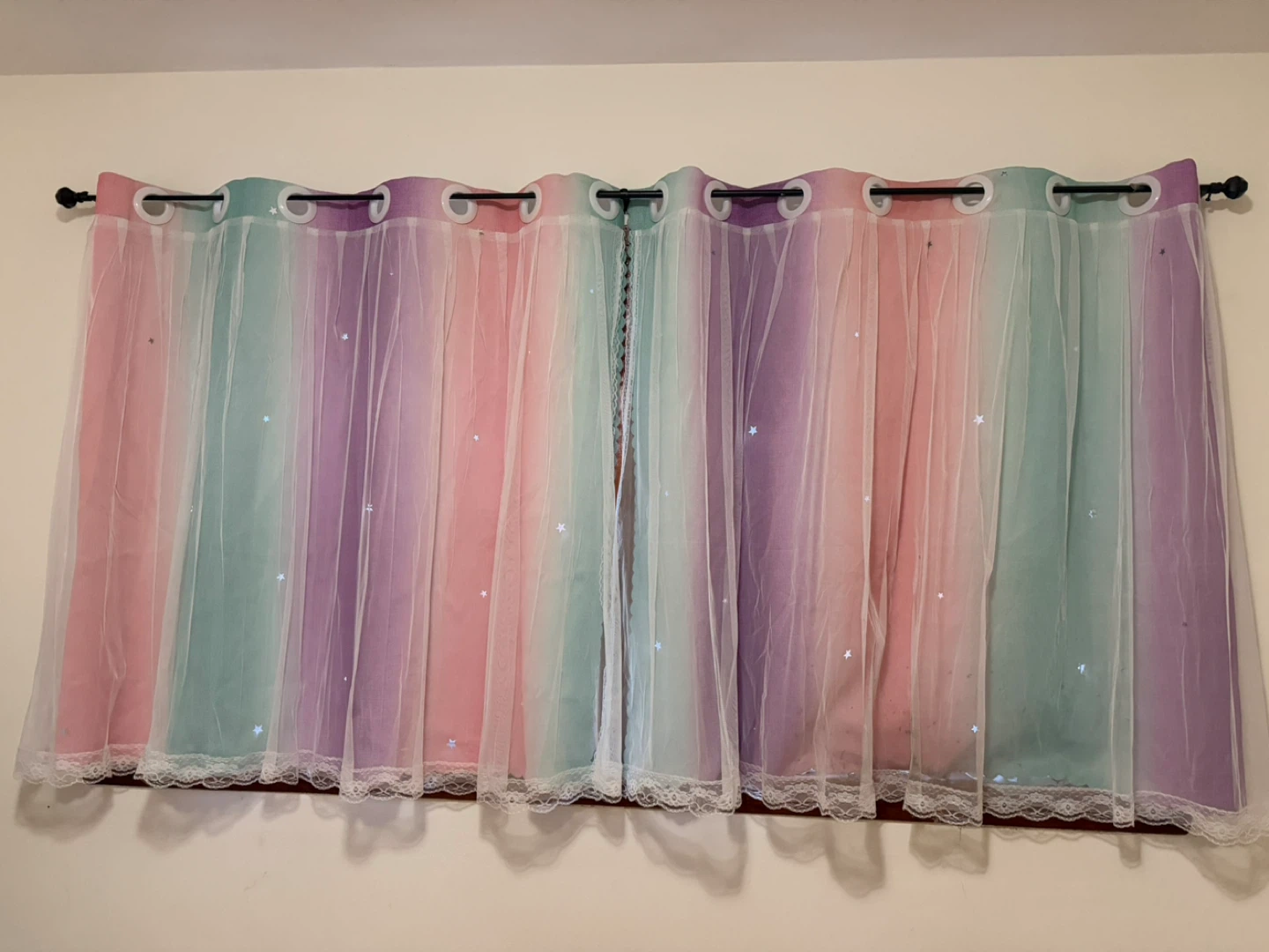 Pastel Rainbow Curtain with Stars