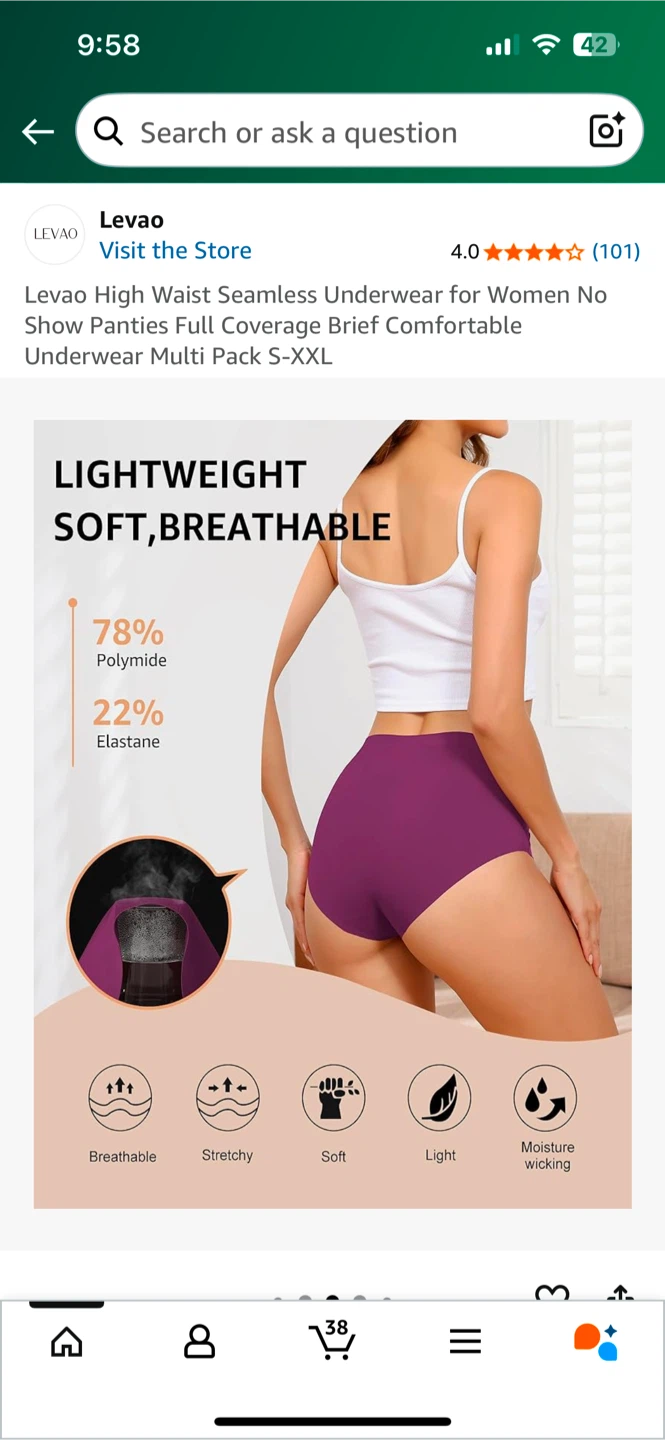 Levao High Waist Seamless Underwear - Size L - photo 3
