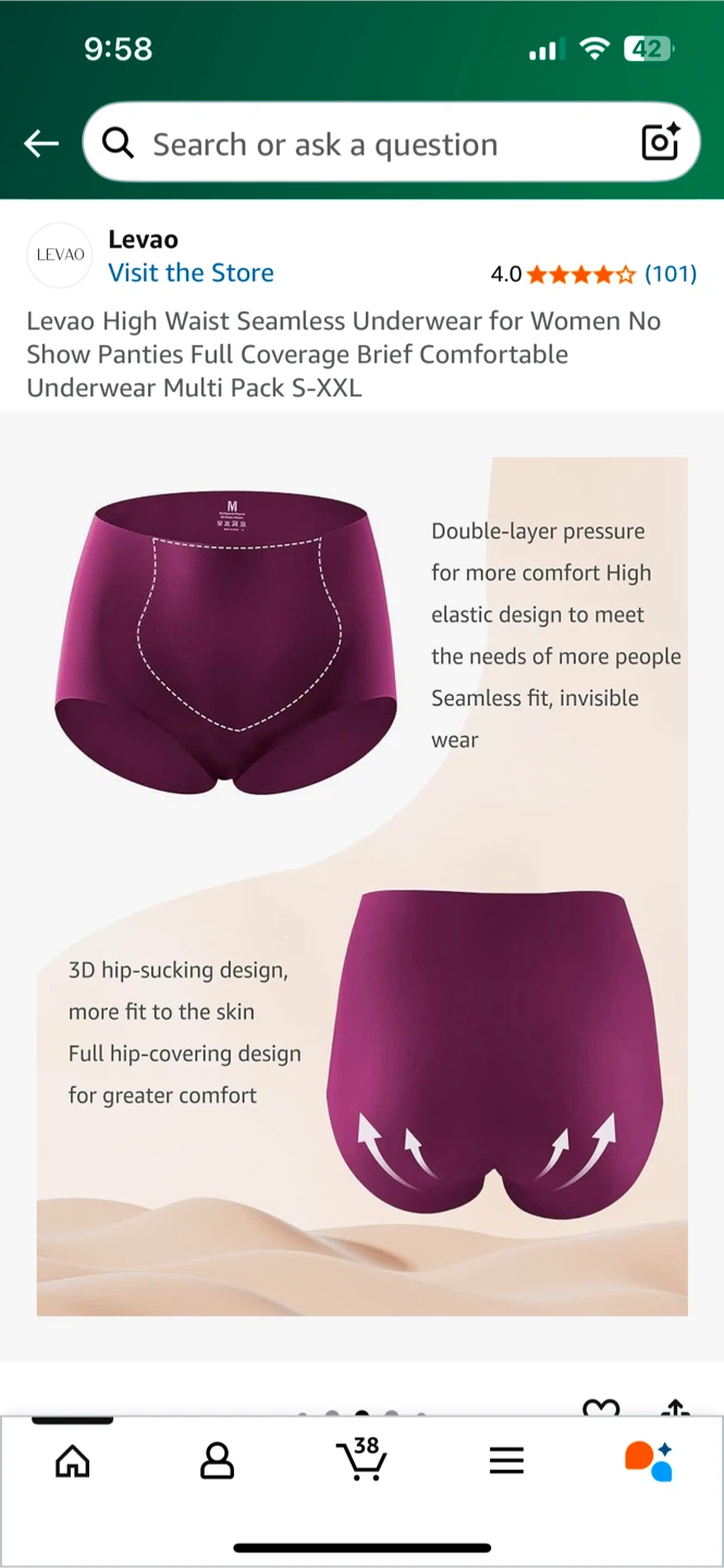 Levao High Waist Seamless Underwear - Size L - photo 2