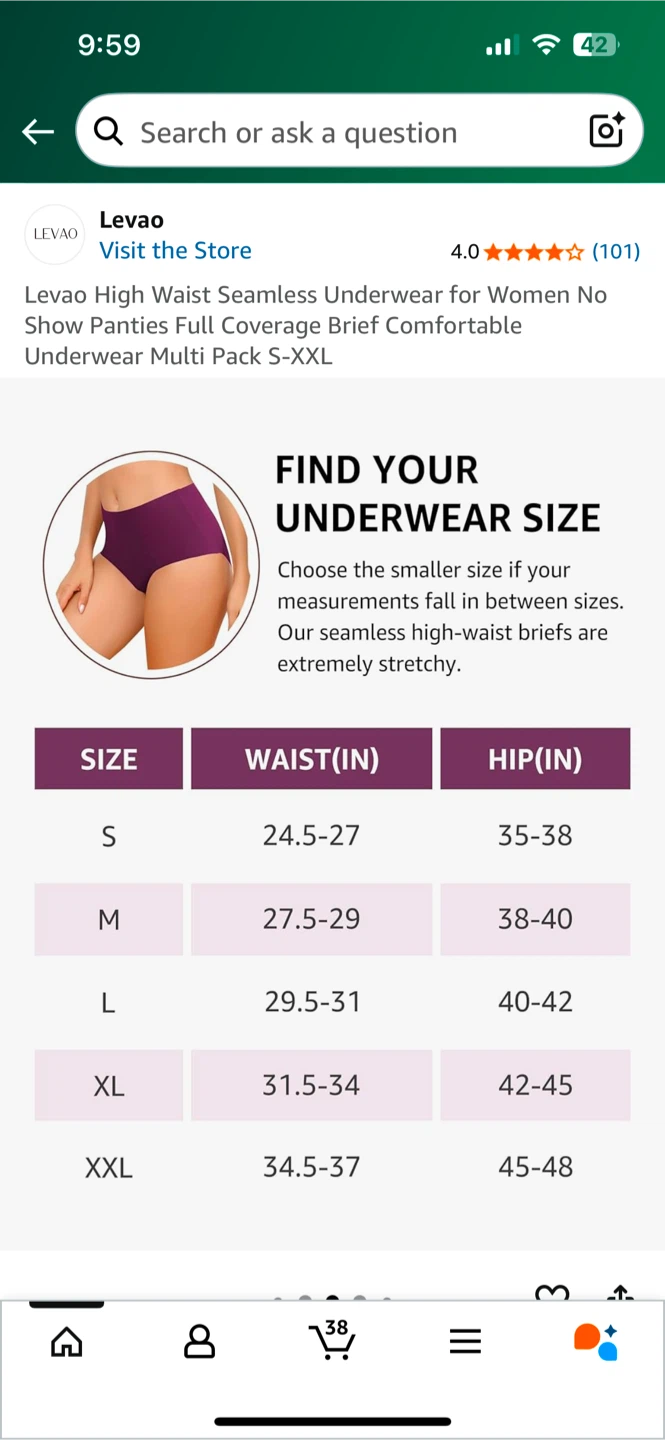 Levao High Waist Seamless Underwear - Size L - photo 4