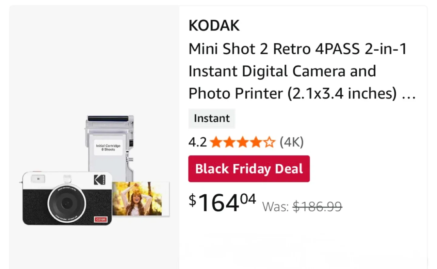 Brand New-Kodak Mini Shot 2 Retro 4PASS Camera & Printer image indicator(4)