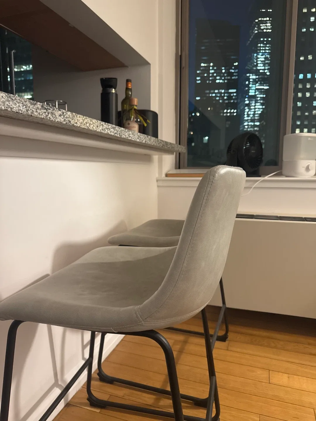 Set of 2 Gray Bar Stools