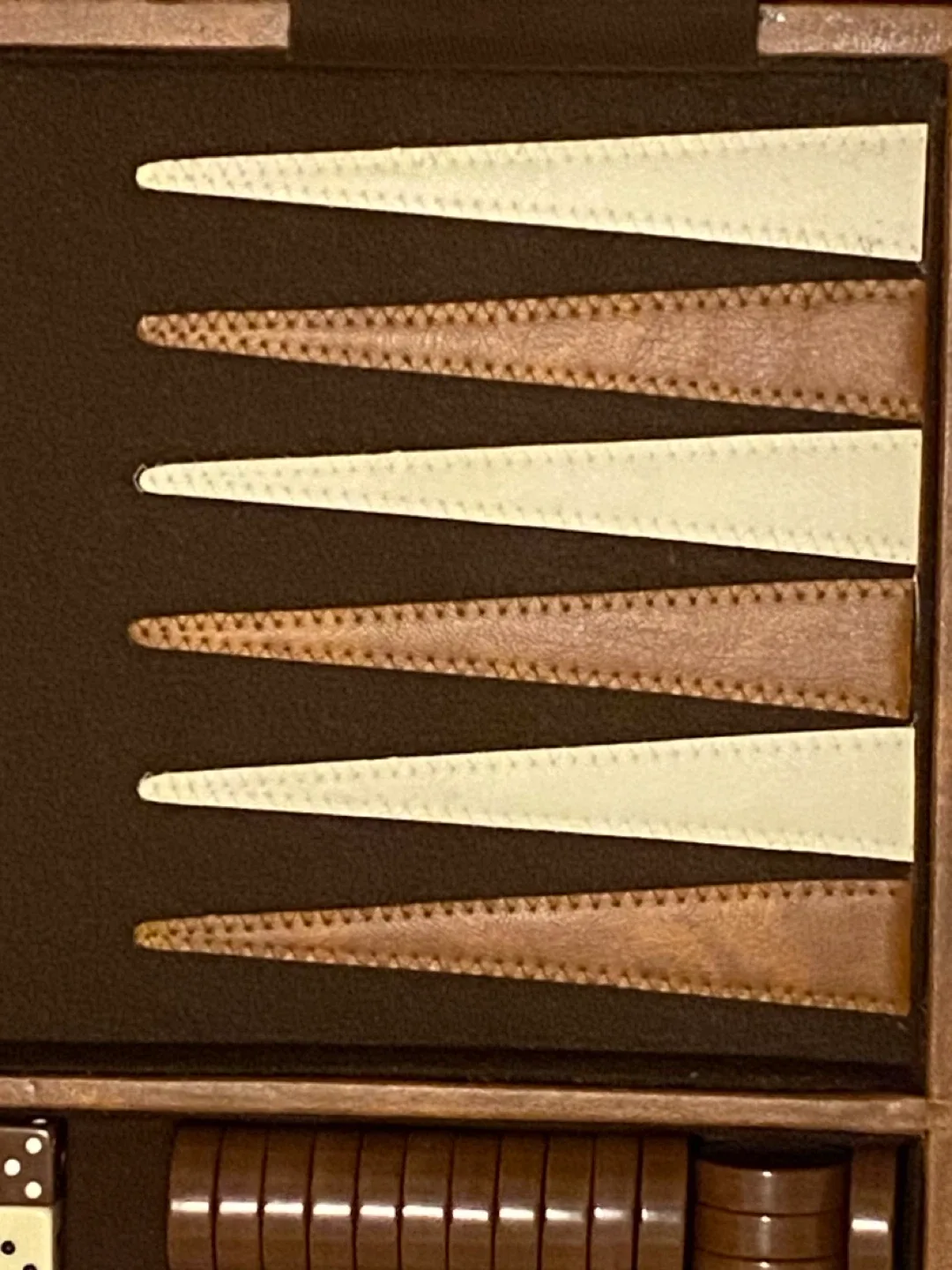 Vintage Portable Faux Leather Backgammon Set! image indicator(3)