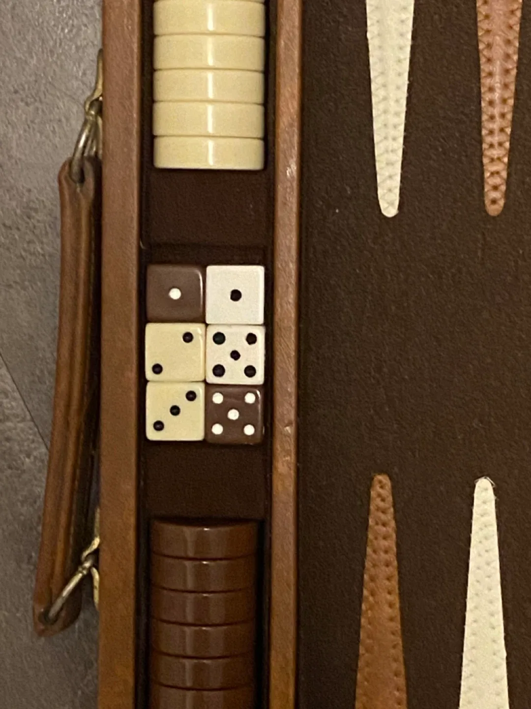 Vintage Portable Faux Leather Backgammon Set! image indicator(6)