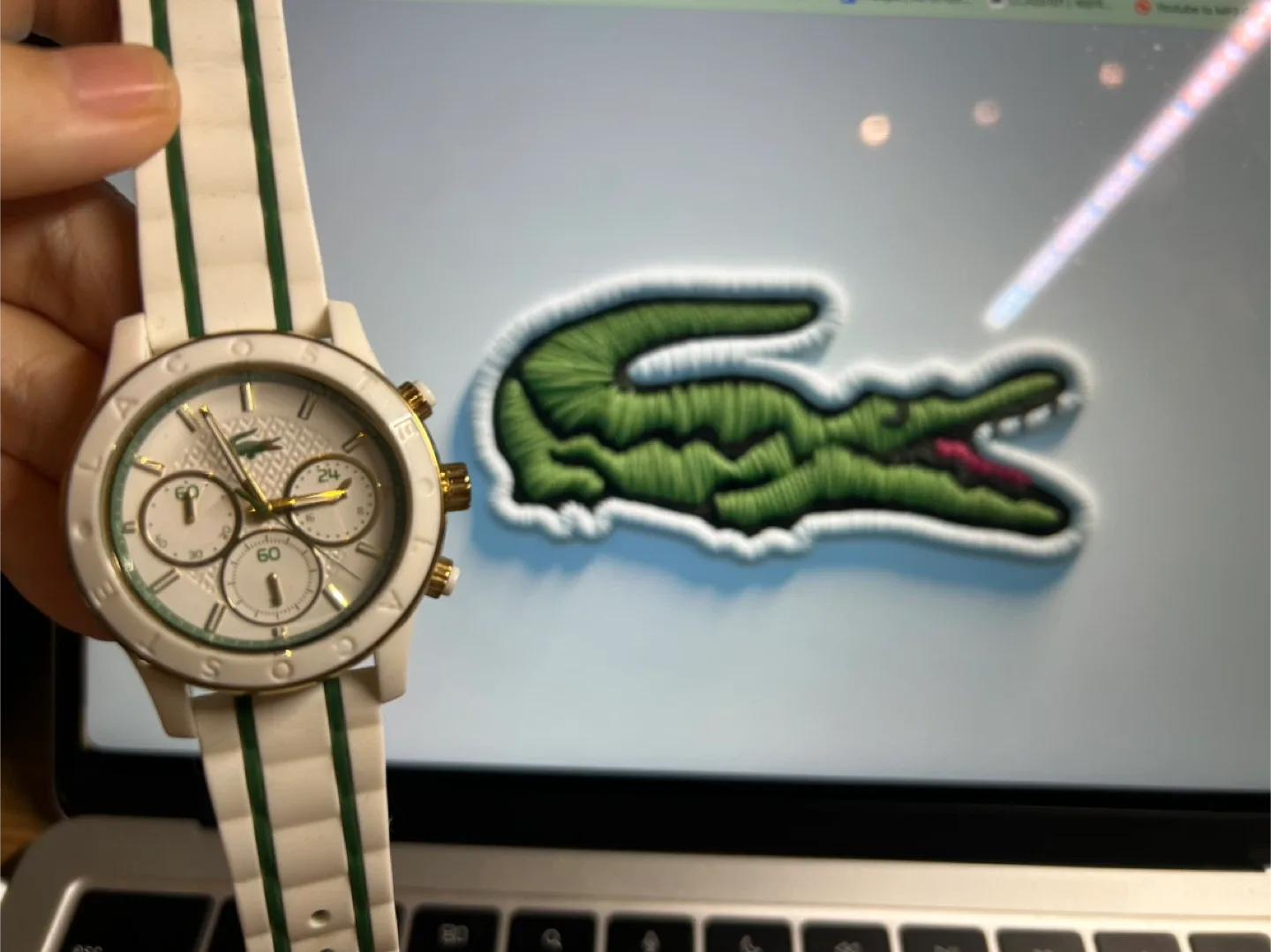 Lacoste White & Green & Gold Watch