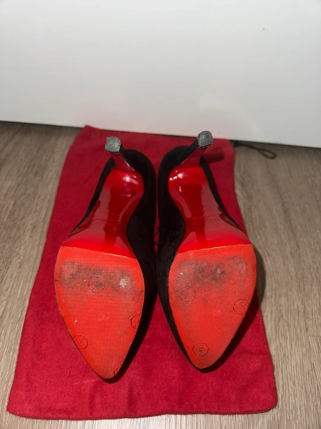 Christian Louboutin Black Suede Heels - size 37.5 image indicator(3)