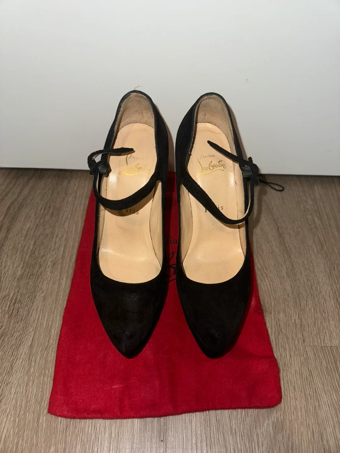 Christian Louboutin Black Suede Heels - size 37.5