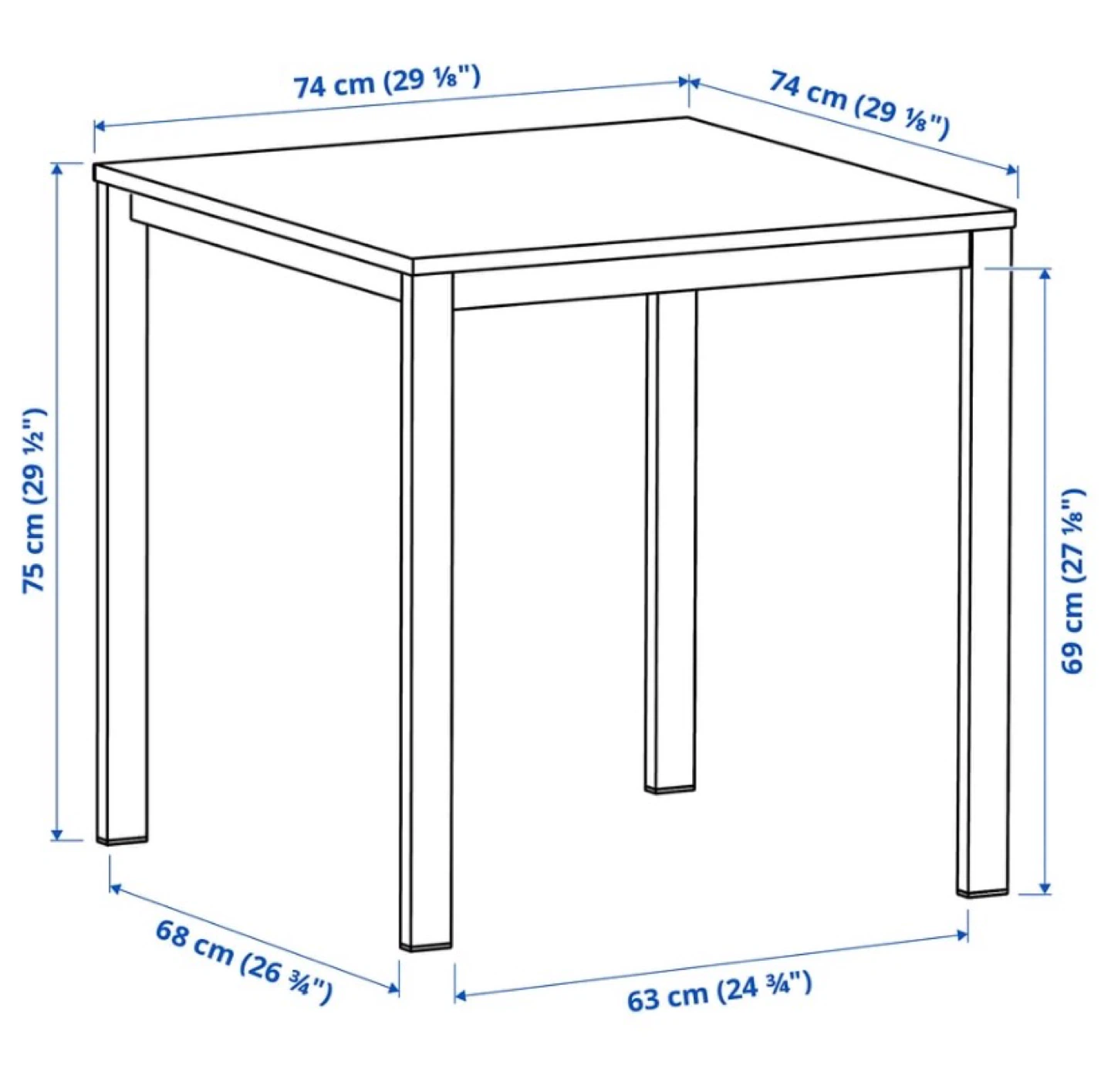 IKEA White Work/Dining Table - 74x74 cm
