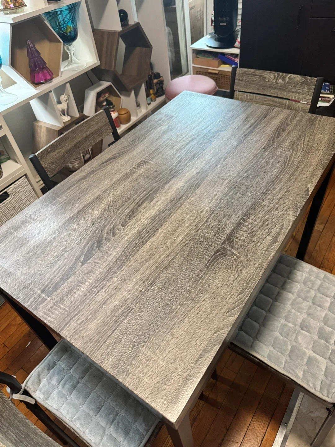 Dining Table with 4 Chairs - Gray Wood image indicator(2)