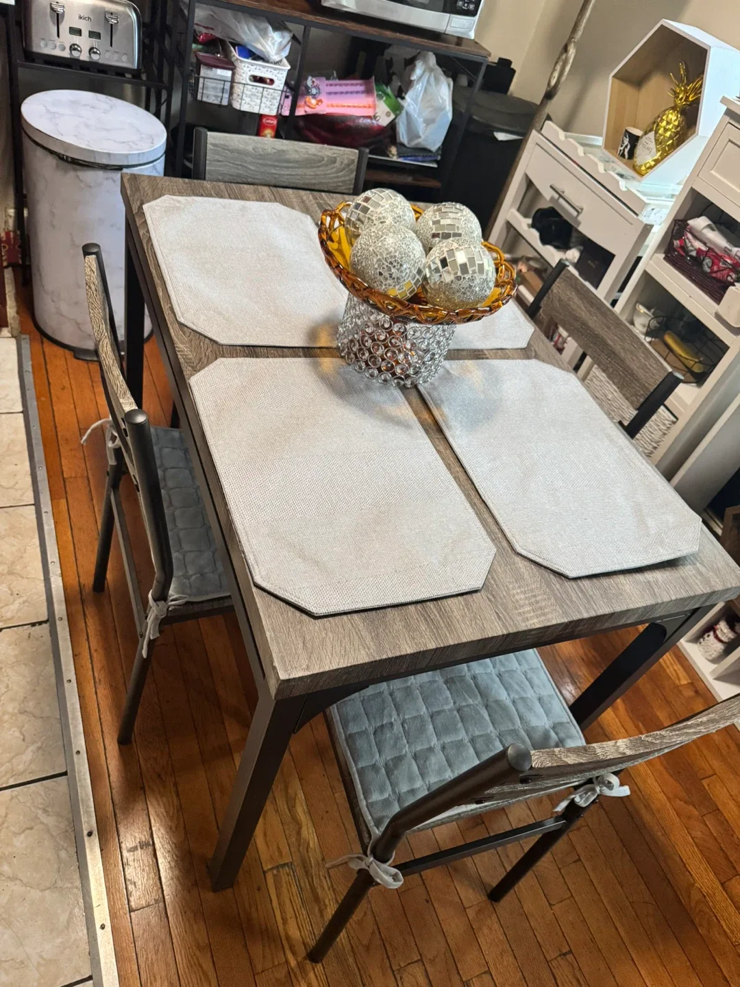 Dining Table with 4 Chairs - Gray Wood image indicator(7)