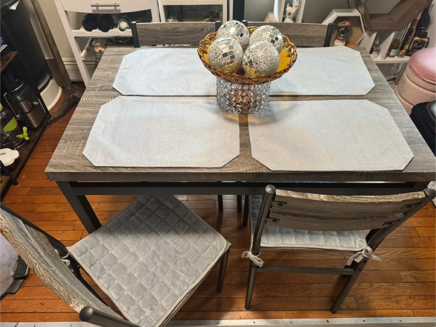 Dining Table with 4 Chairs - Gray Wood image indicator(8)