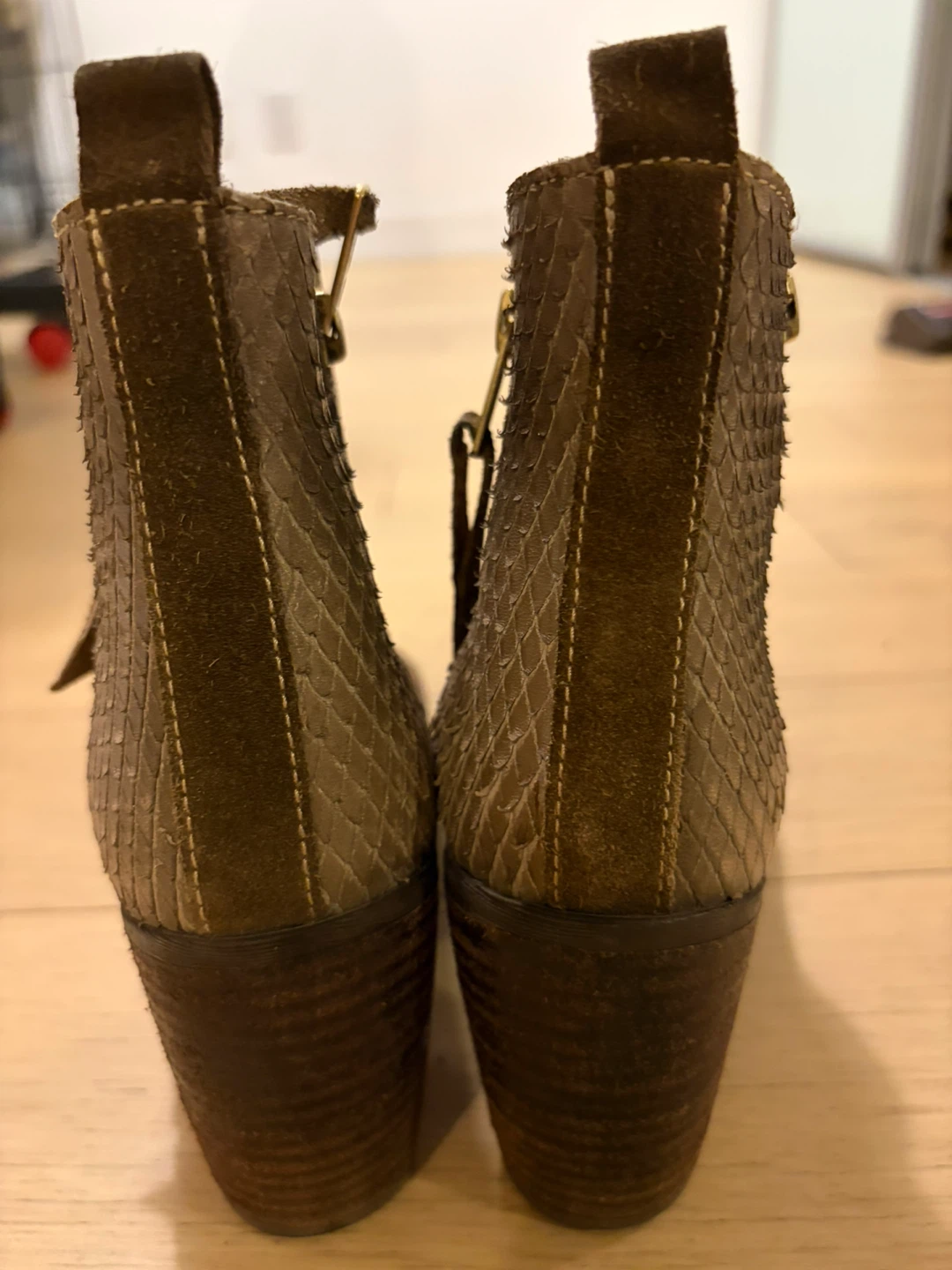 Brown Suede & Snakeskin Ankle Boots - Size 7 - photo 3