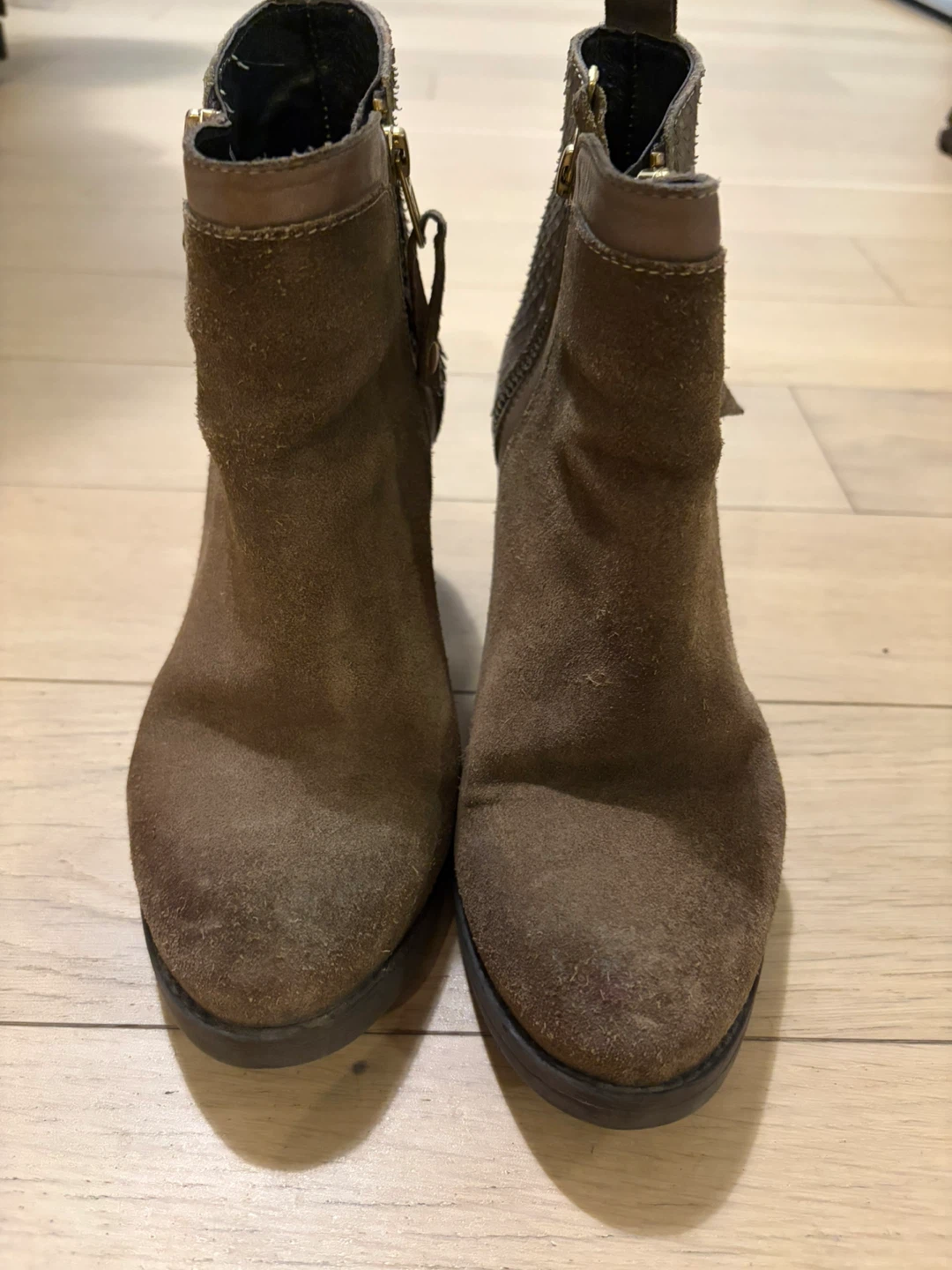 Brown Suede & Snakeskin Ankle Boots - Size 7 - photo 4