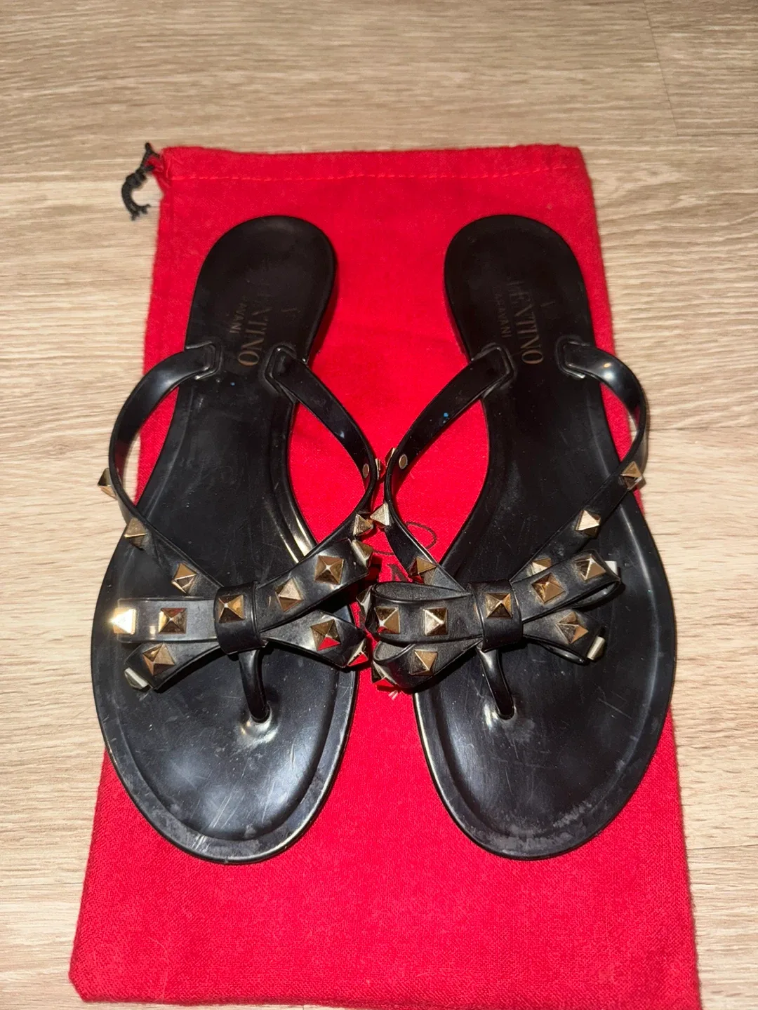 Valentino Black Jelly Thong Sandals