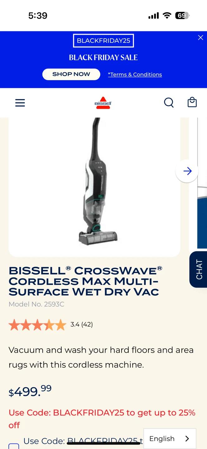 Bissell CrossWave Cordless Max Multi-Surface Wet Dry Vac - New