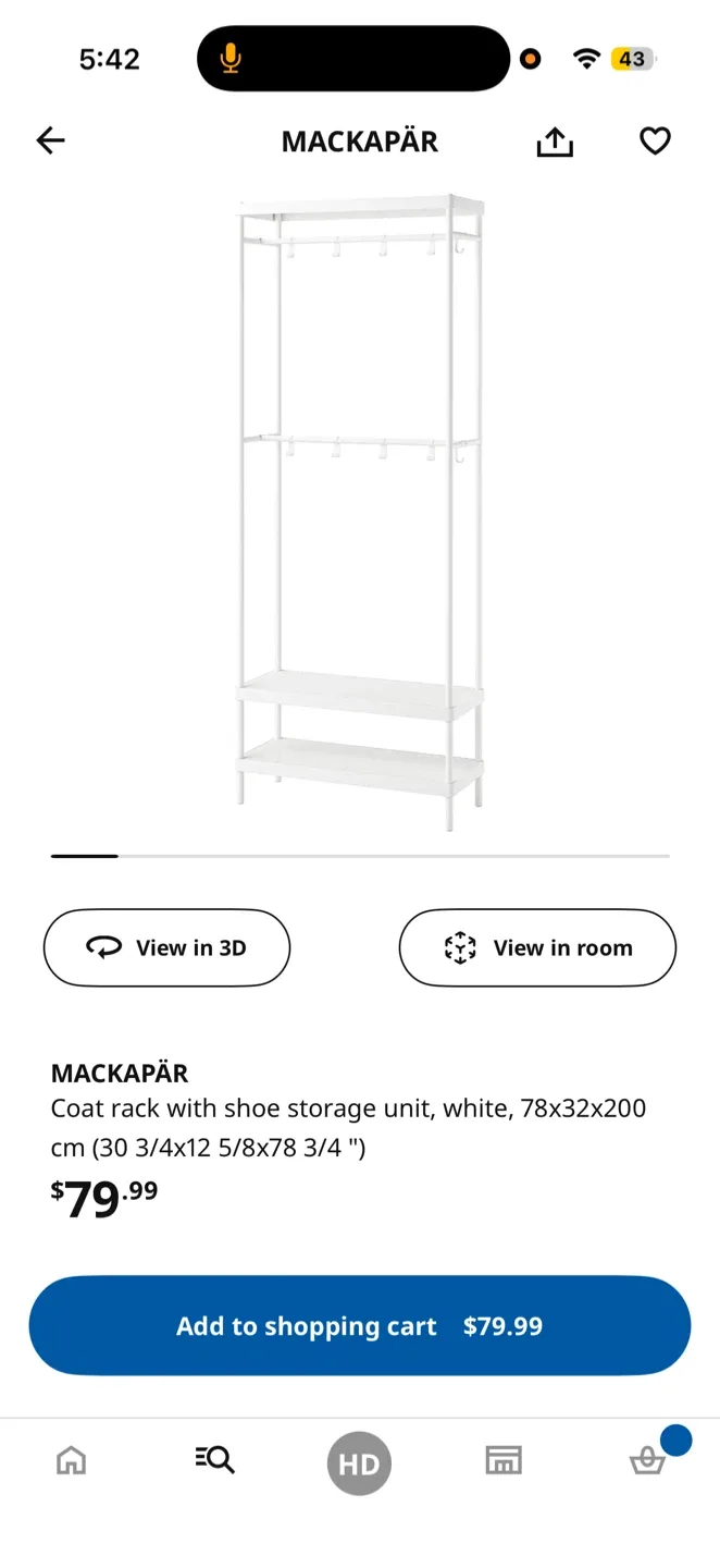 IKEA MACKAPÄR Coat Rack with Shoe Storage - White image indicator(2)