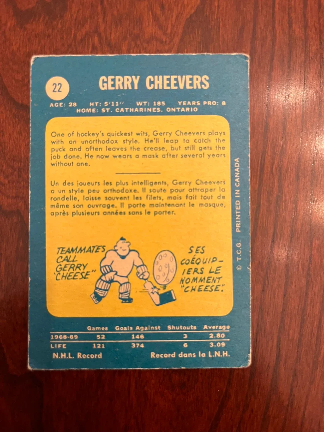 Gerry Cheevers 1969 O-Pee-Chee #22 image indicator(2)