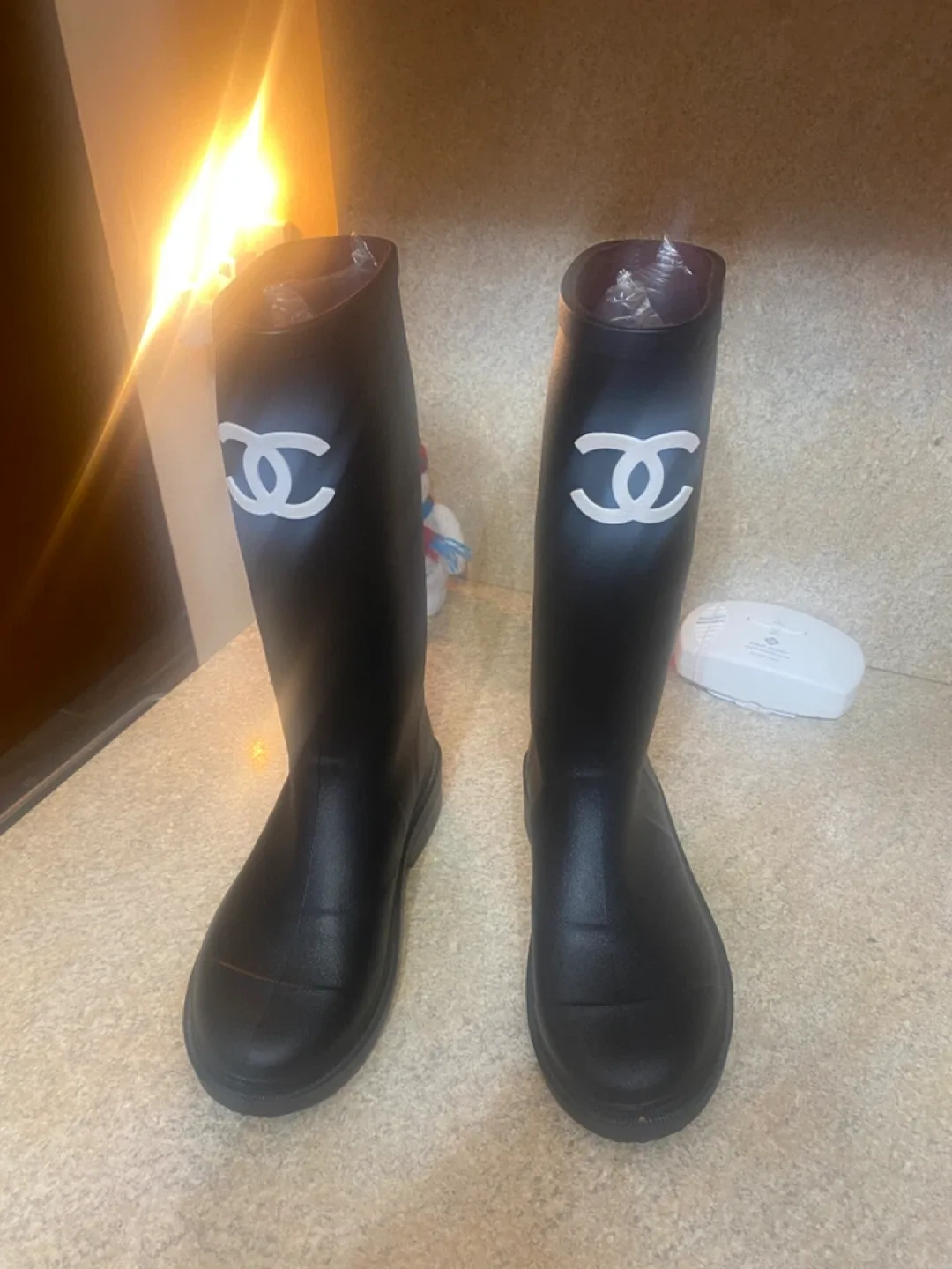 Black Chanel boots size 35