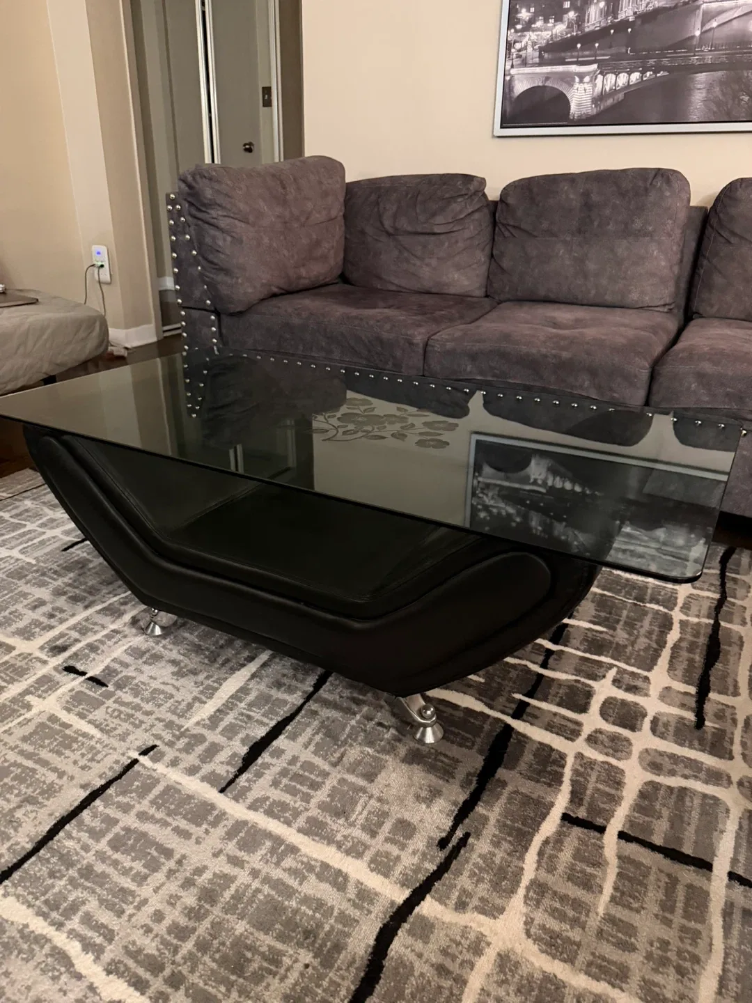 Glass Top Coffee Table - Black