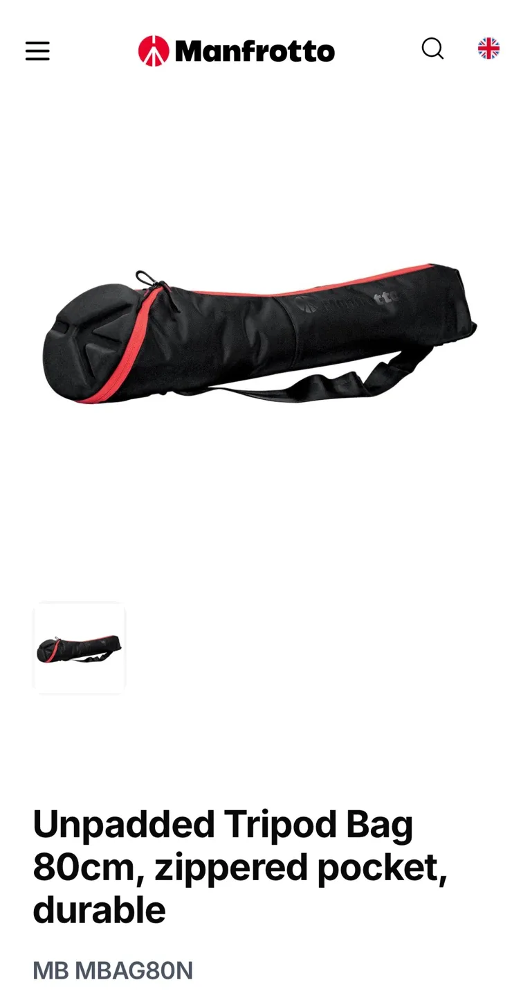 *NEW* Manfrotto Unpadded Tripod Bag 80cm (MBAG80) image indicator(3)