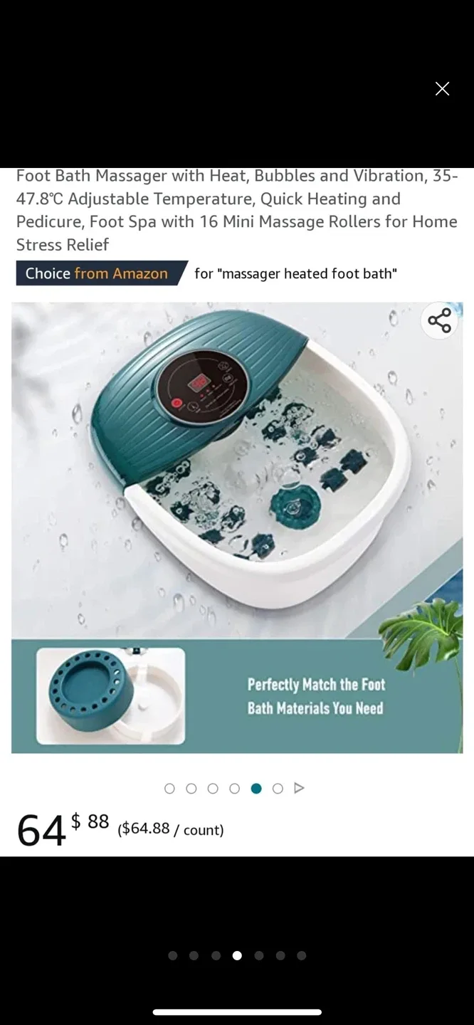 Foot Spa Bath Massager with Heat, Bubble and Vibration, 95-118℉ image indicator(4)