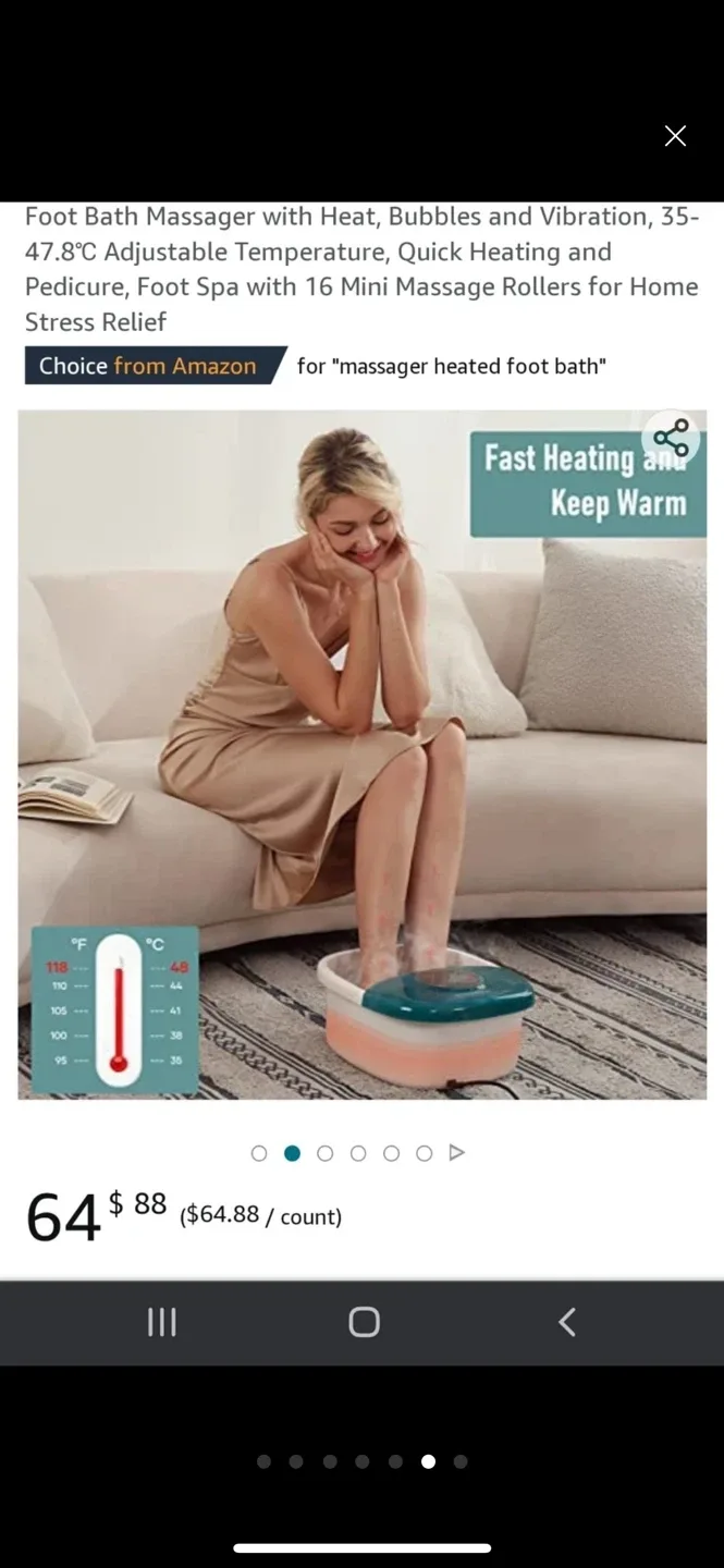 Foot Spa Bath Massager with Heat, Bubble and Vibration, 95-118℉ image indicator(2)