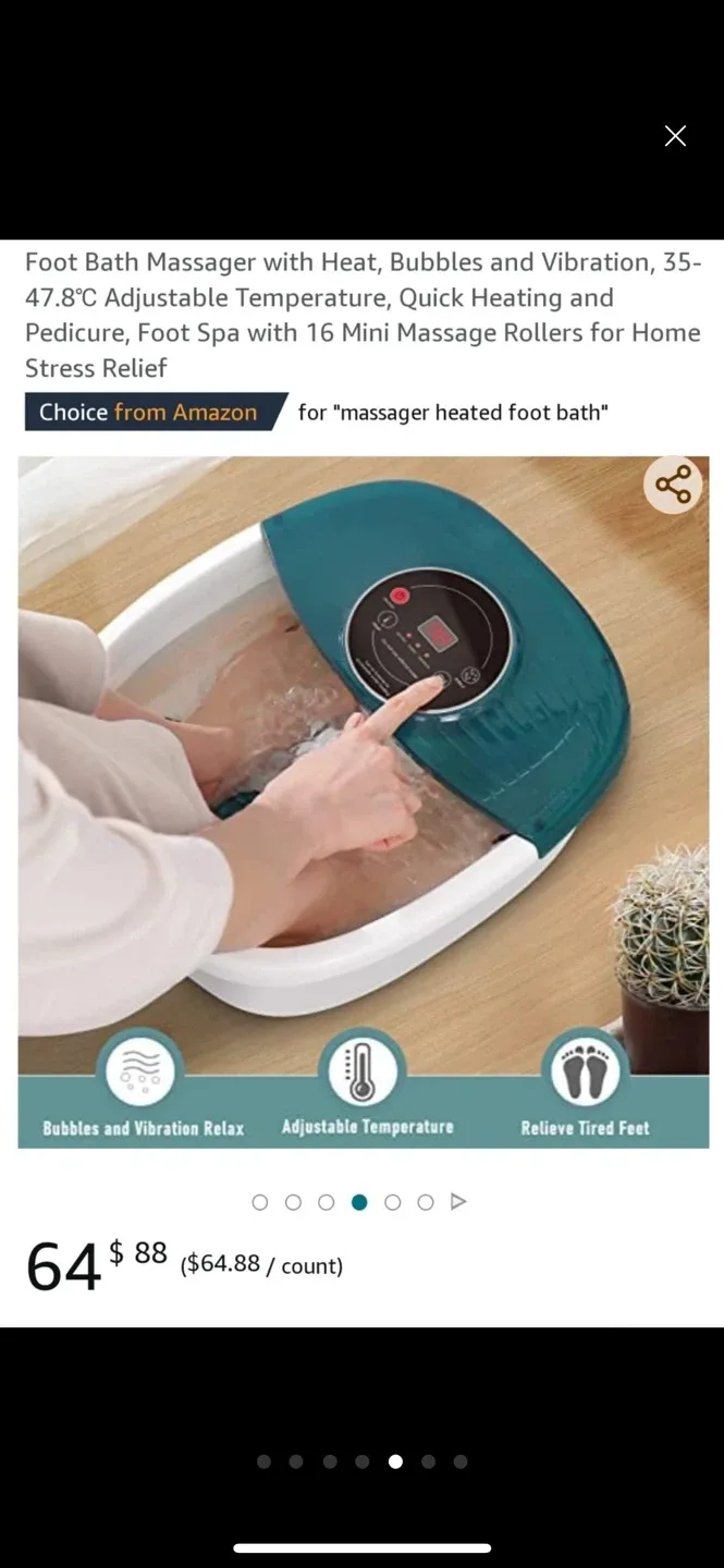 Foot Spa Bath Massager with Heat, Bubble and Vibration, 95-118℉ image indicator(3)