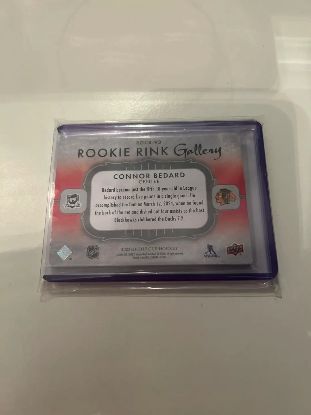 Connor Bedard Rookie Rink Gallery Hockey Card image indicator(2)