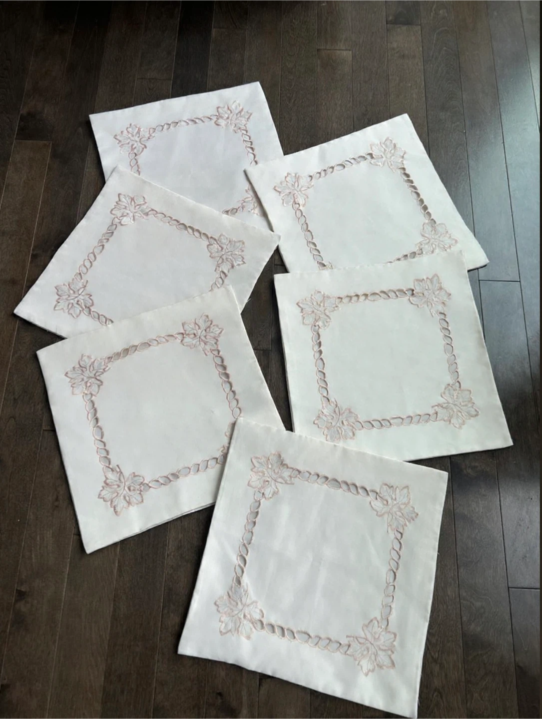Set of 6  Embroidered Cushion Covers – 2 Zipper, 4 No Zippers