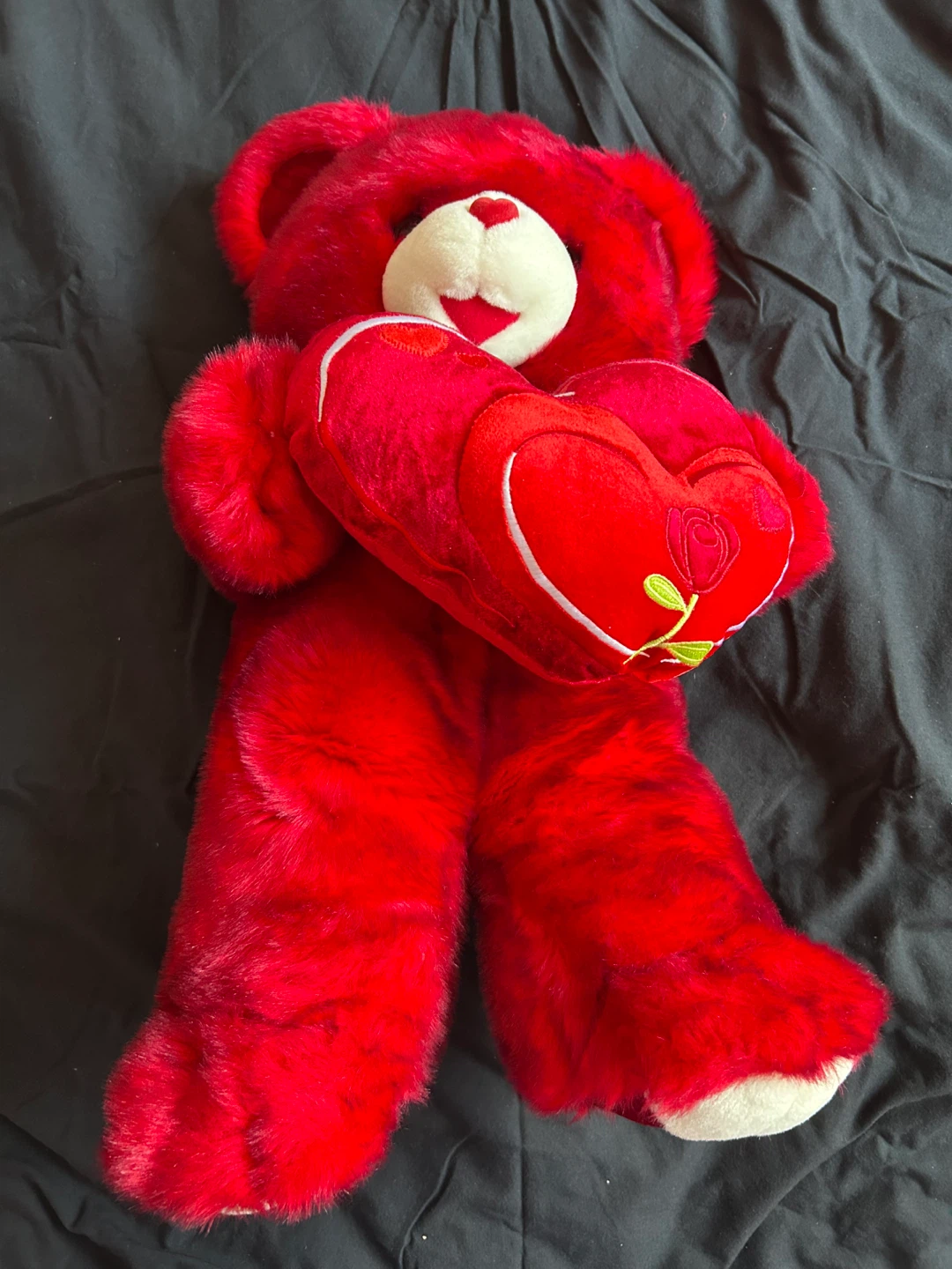 Red Plush Teddy Bear with Heart - photo 3