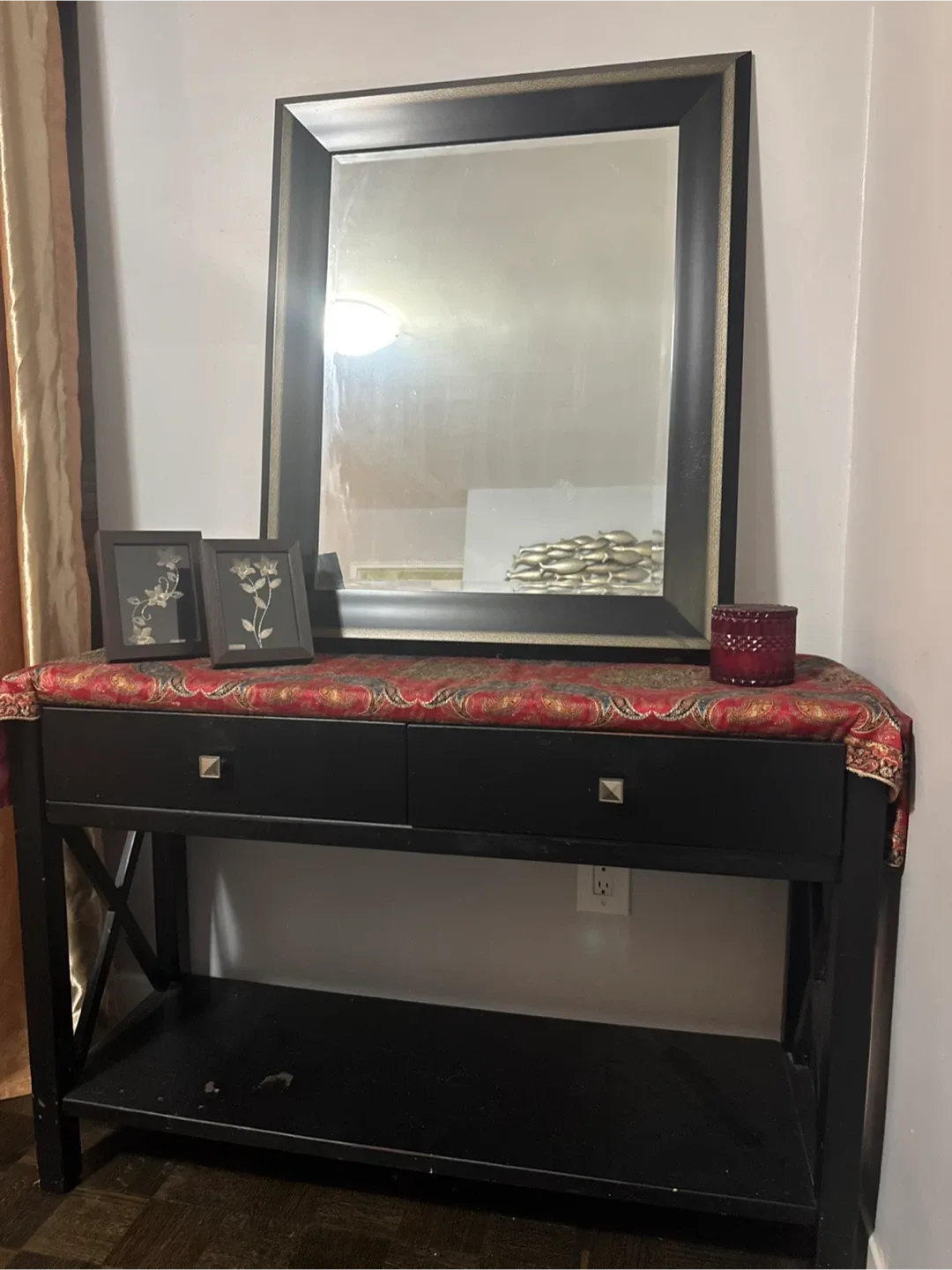 Black Entryway Table with Mirror