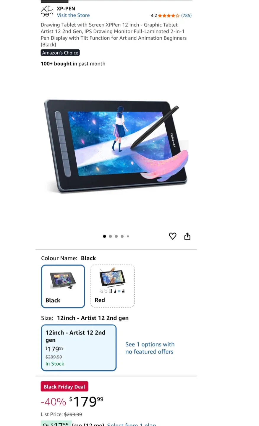 XP-Pen Artist 12 (2nd Gen) Drawing Tablet - Color Pink