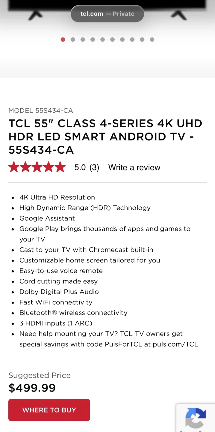 TCL 55” TV - photo 3