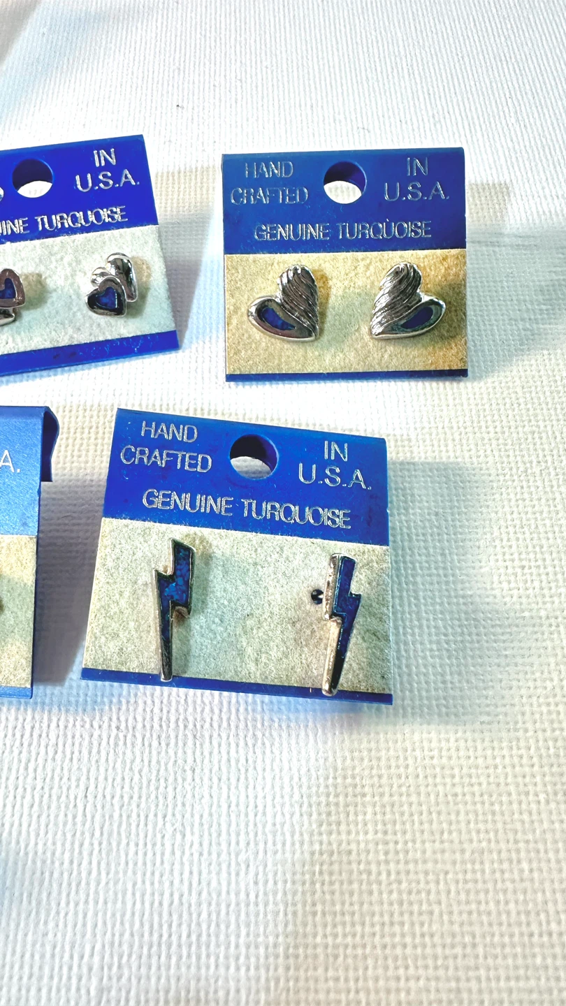 10 Hand Crafted  in U.S. Genuine Turquoise Earrings - photo 3