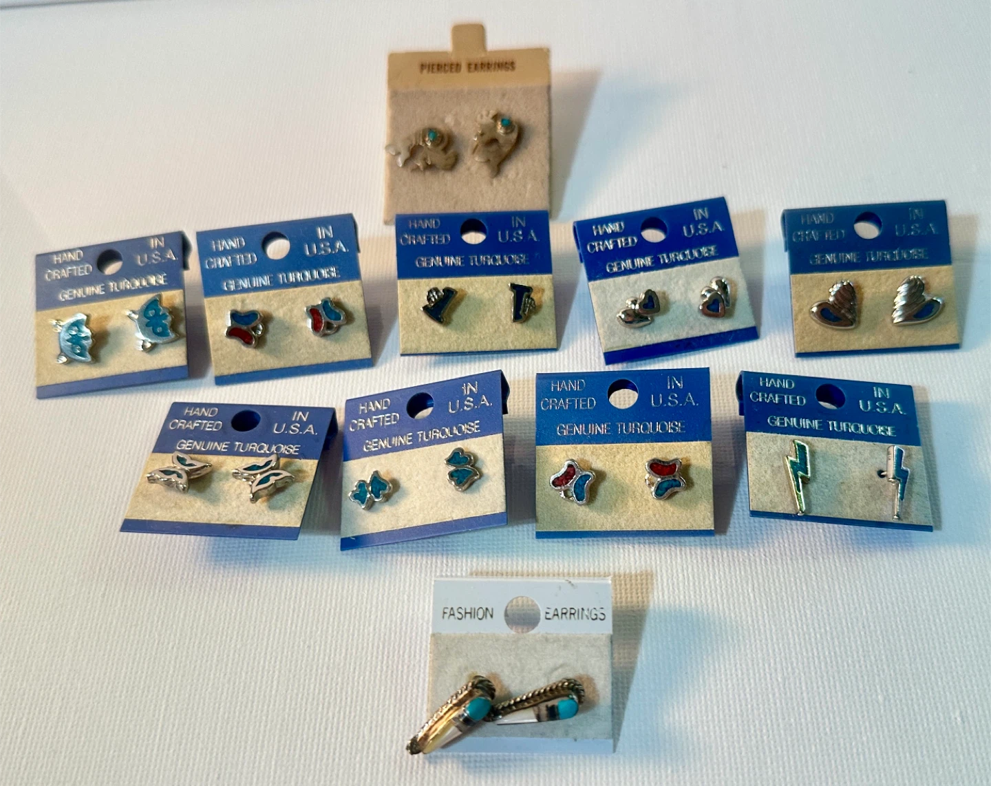10 Hand Crafted  in U.S. Genuine Turquoise Earrings