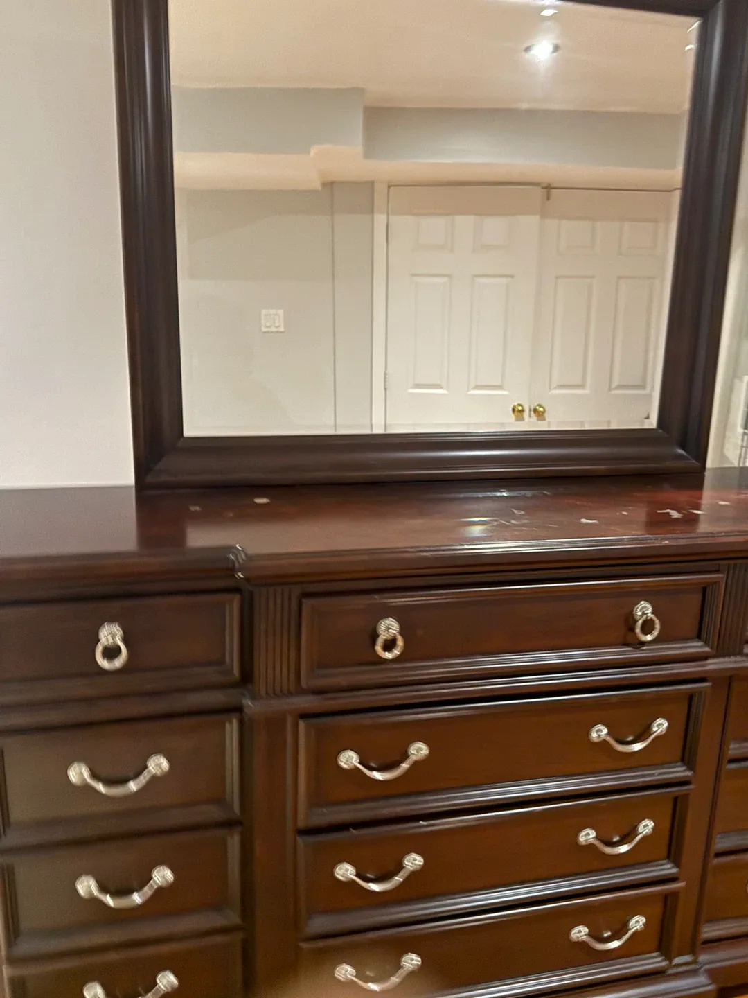 Dark Brown Wood Dresser with Mirror image indicator(2)