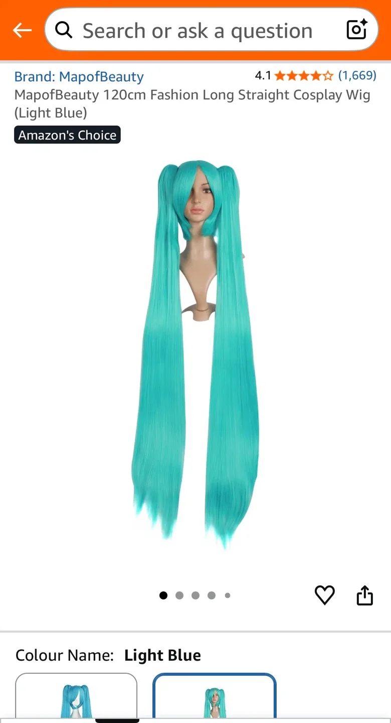 MapofBeauty 120cm Cosplay Wig - Light Blue