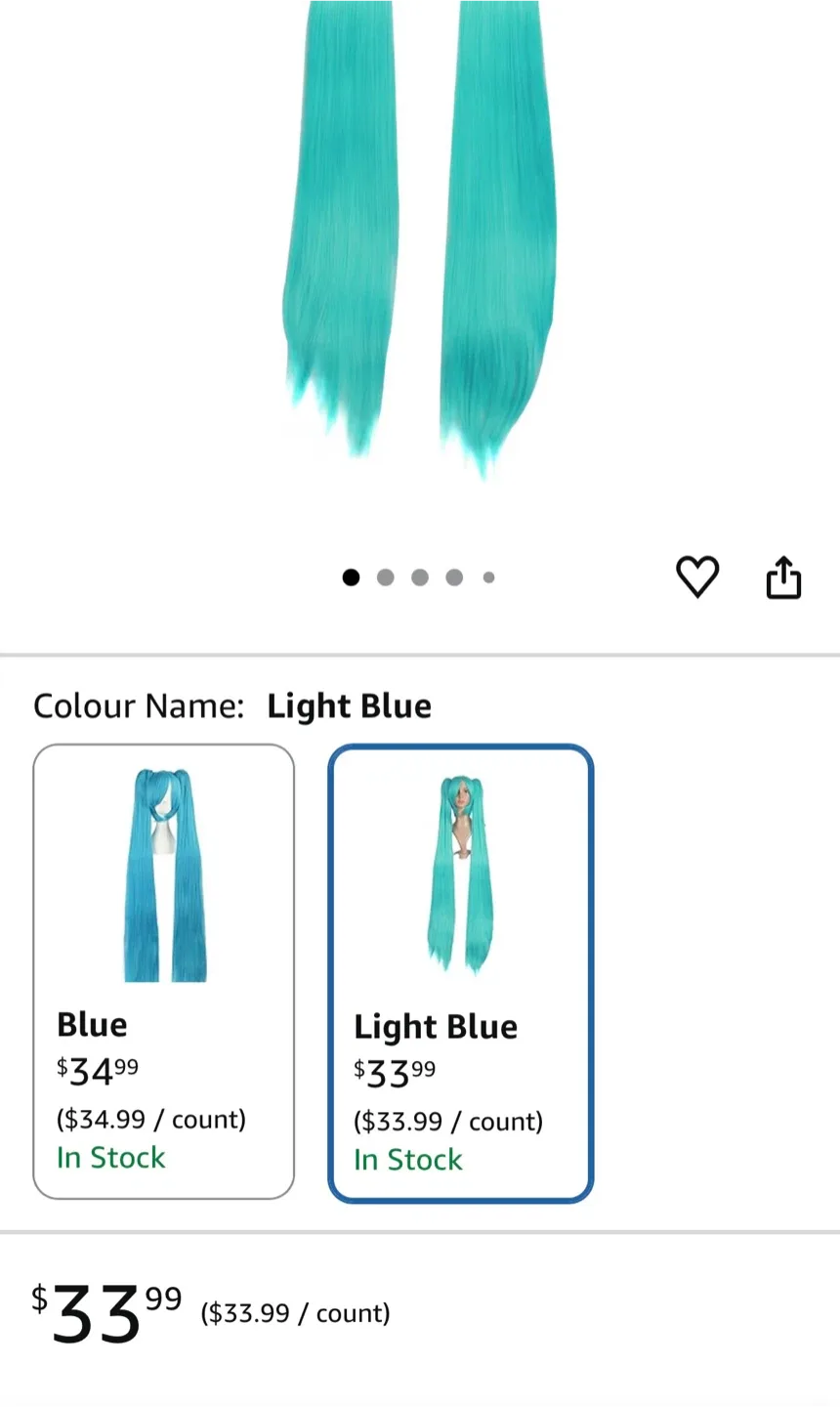 MapofBeauty 120cm Cosplay Wig - Light Blue image indicator(2)