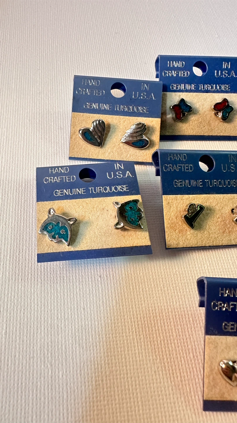10 Hand Crafted  in U.S. Genuine Turquoise Earrings - photo 4