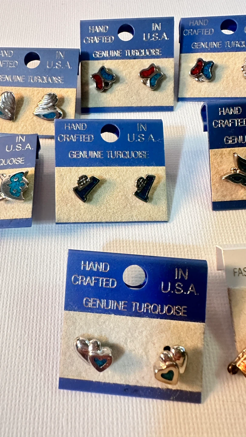 10 Hand Crafted  in U.S. Genuine Turquoise Earrings - photo 5
