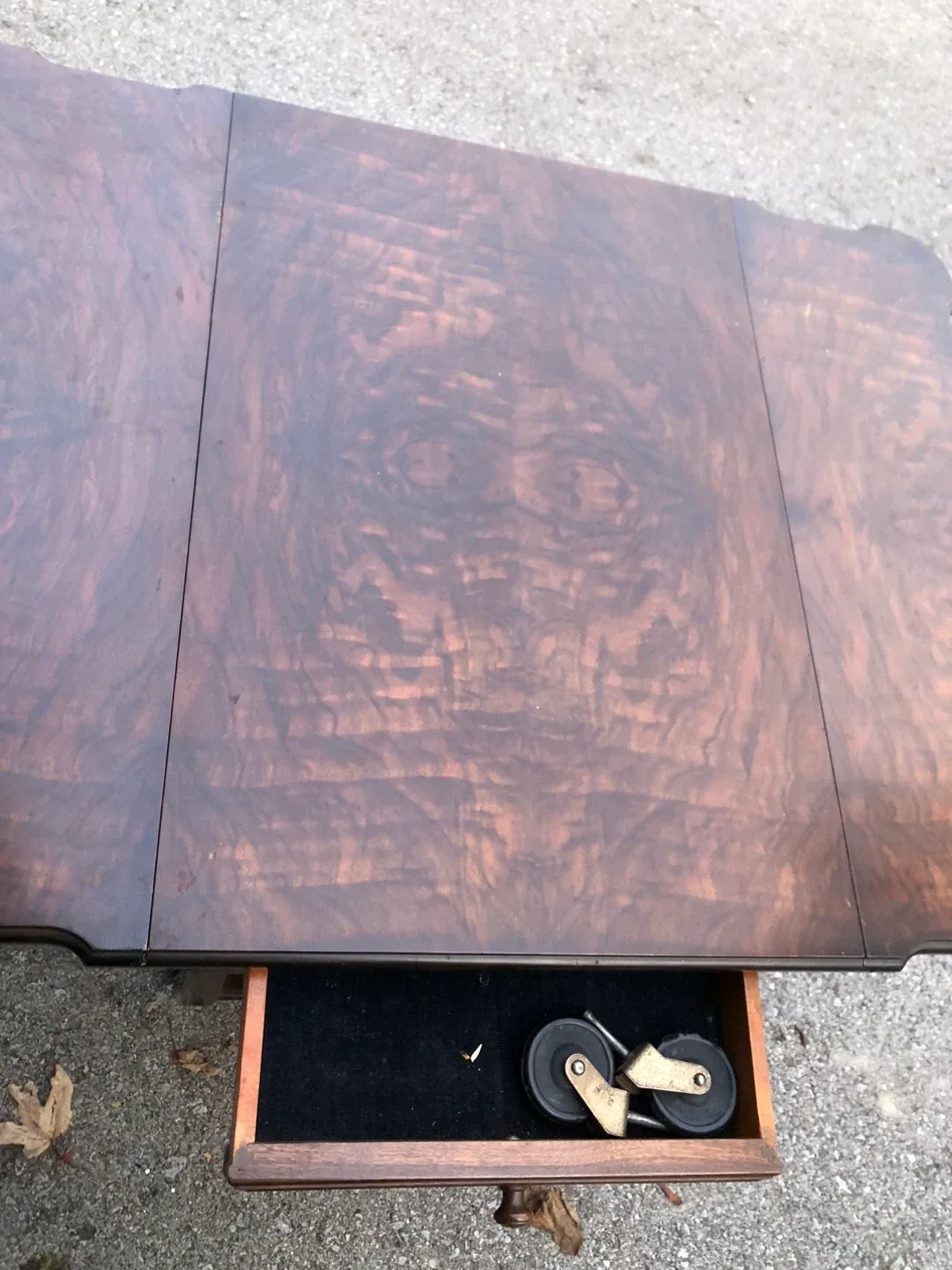 Antique Wood Side Table with Drawer image indicator(3)