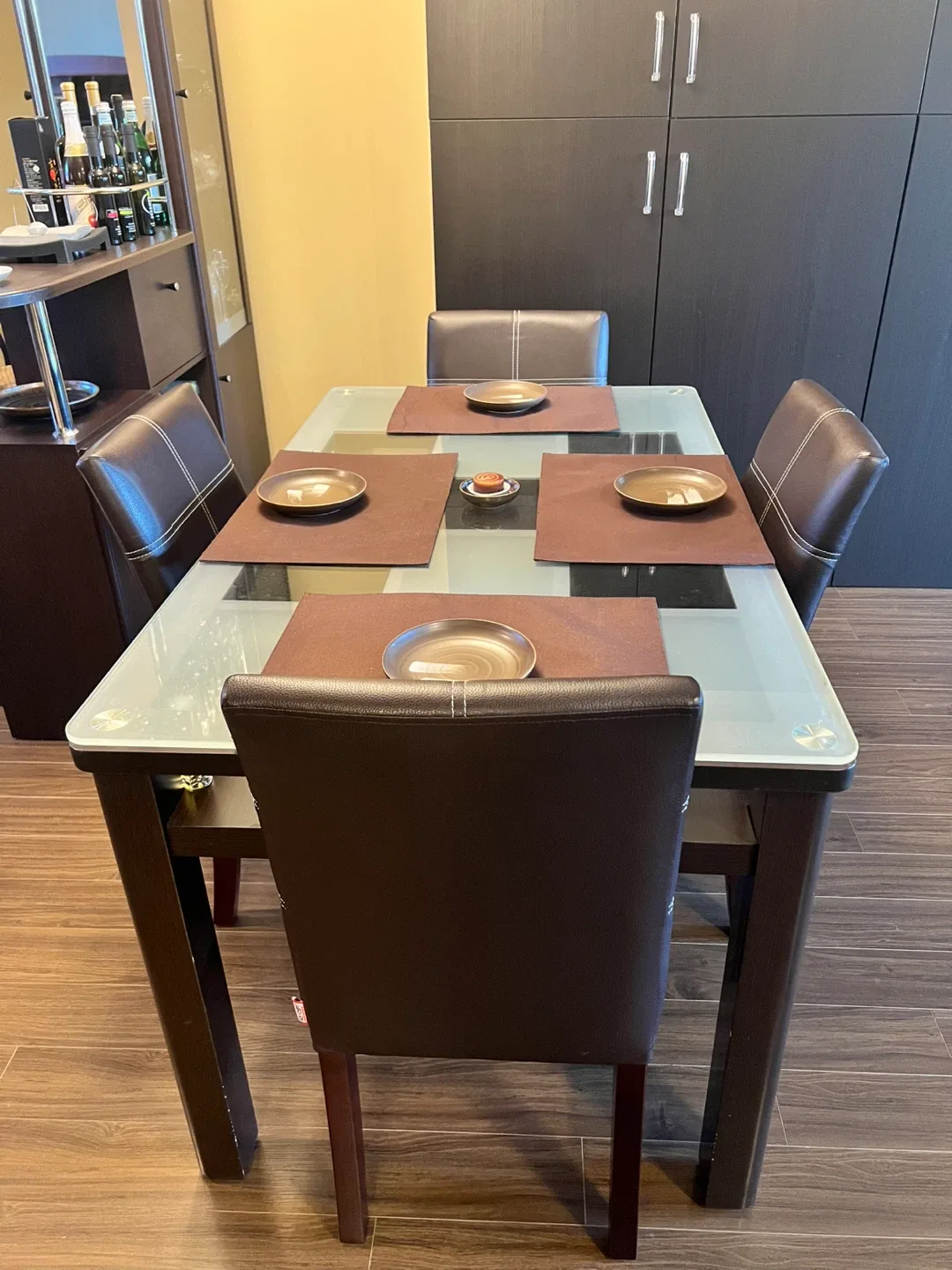Dining Table + Leather Chairs