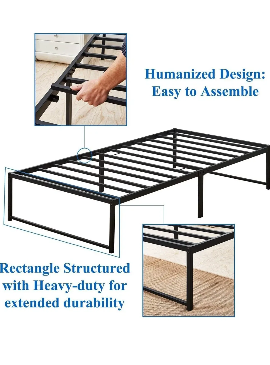 VECELO 14" Metal Platform Bed Frame image indicator(2)
