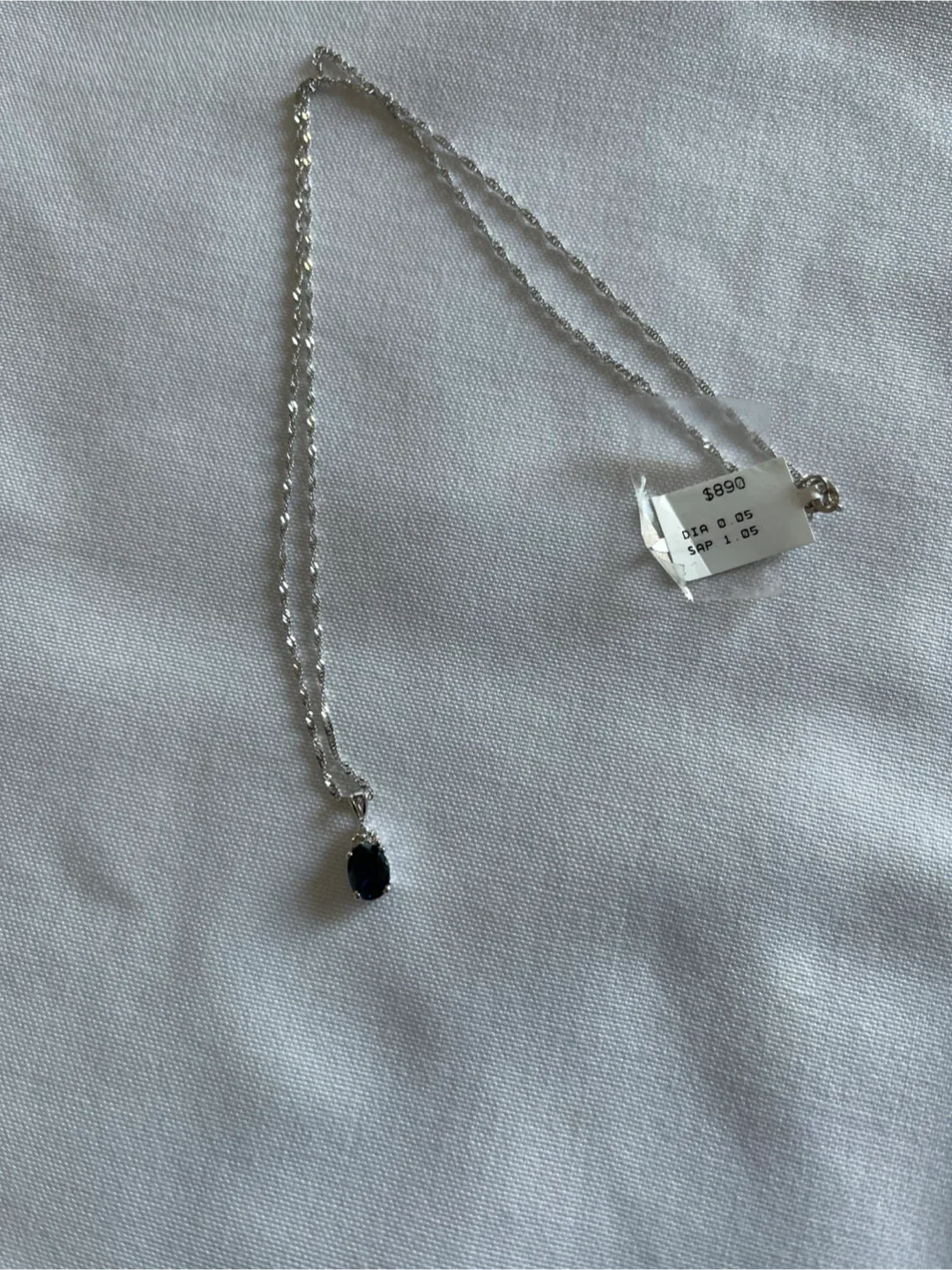 Sapphire & Diamond Silver Necklace