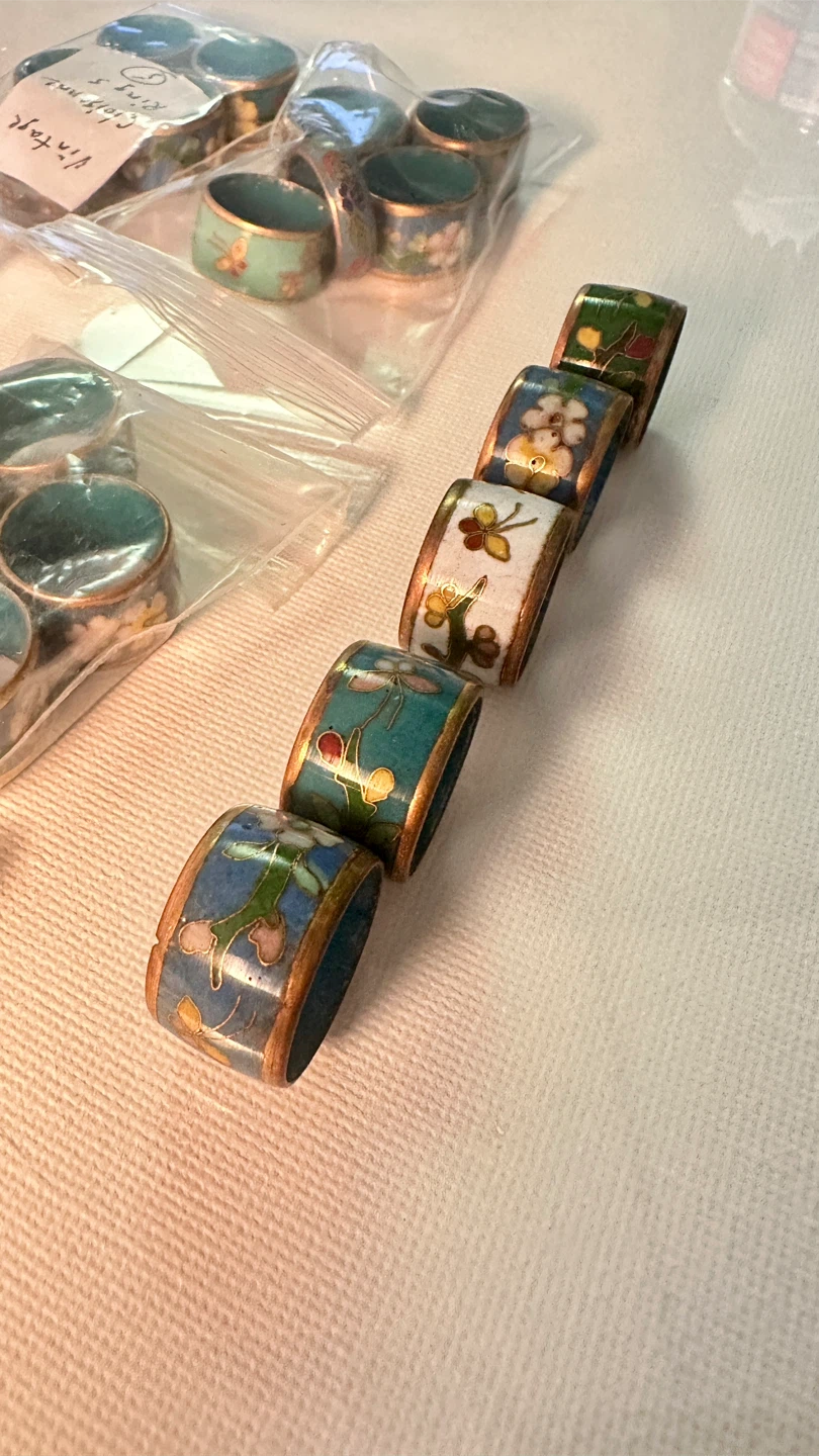 35 pcs Vintage Cloisonne Ring Floral Pattern New lot for sale - photo 5