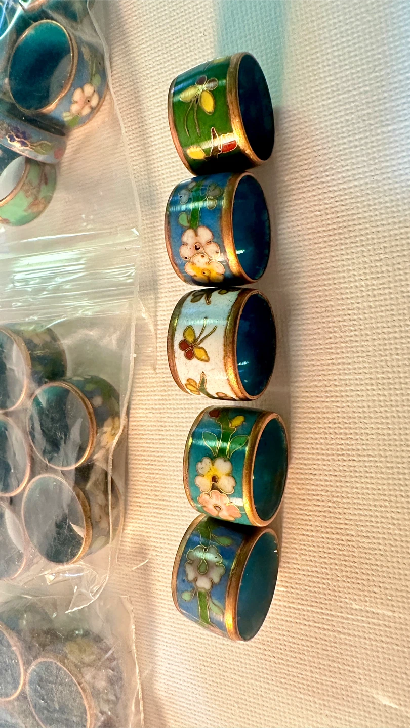 35 pcs Vintage Cloisonne Ring Floral Pattern New lot for sale - photo 3