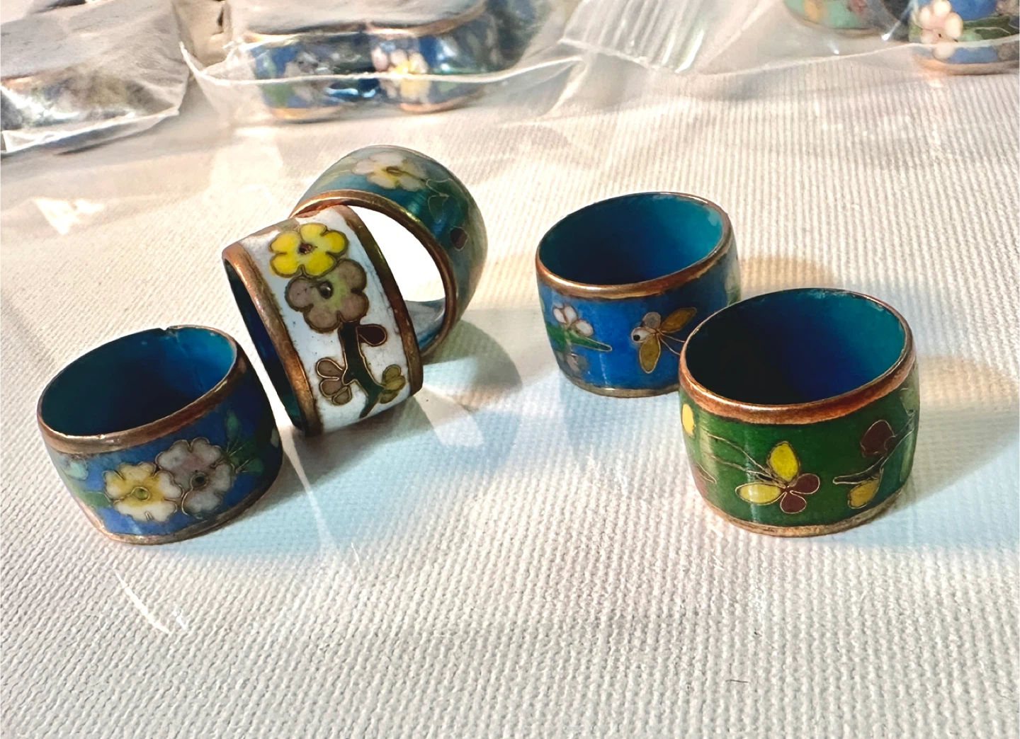 35 pcs Vintage Cloisonne Ring Floral Pattern New lot for sale - photo 4