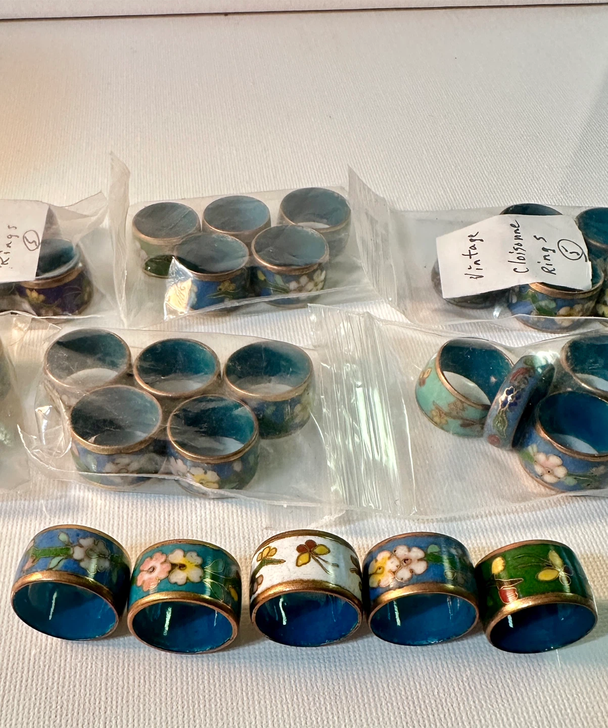 35 pcs Vintage Cloisonne Ring Floral Pattern New lot for sale